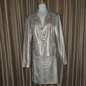 Mason Thomas Gold Metalic  Women's Blazer And Skirt Set Size XL